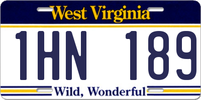WV license plate 1HN189