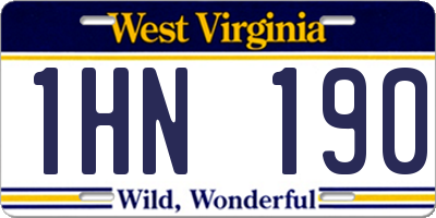 WV license plate 1HN190