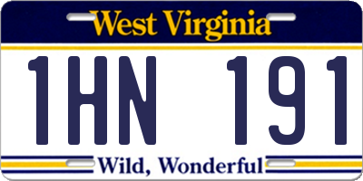 WV license plate 1HN191