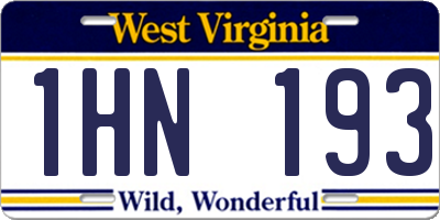 WV license plate 1HN193