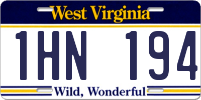 WV license plate 1HN194