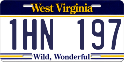 WV license plate 1HN197