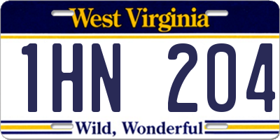 WV license plate 1HN204
