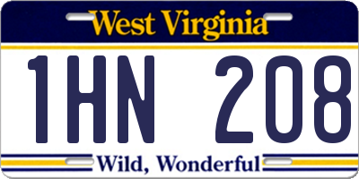 WV license plate 1HN208
