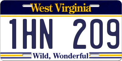 WV license plate 1HN209