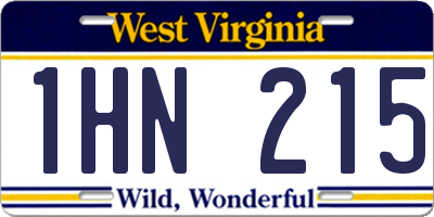 WV license plate 1HN215