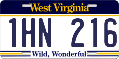 WV license plate 1HN216
