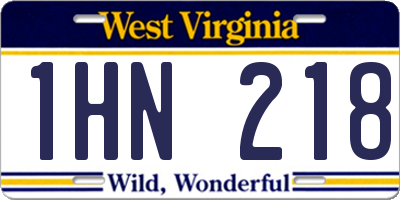 WV license plate 1HN218