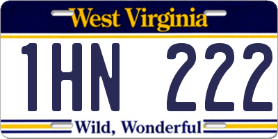 WV license plate 1HN222