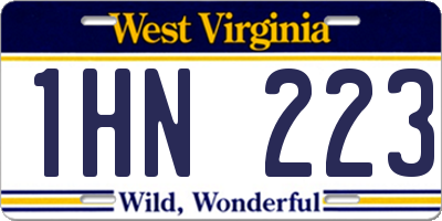 WV license plate 1HN223