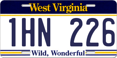WV license plate 1HN226