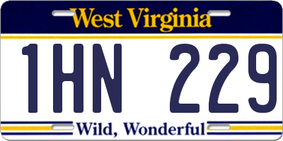 WV license plate 1HN229
