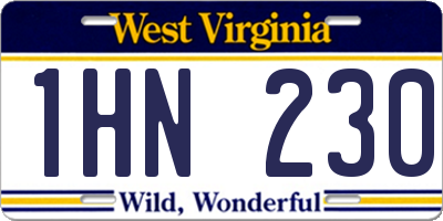 WV license plate 1HN230