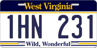 WV license plate 1HN231