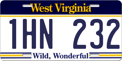 WV license plate 1HN232