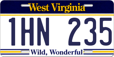 WV license plate 1HN235