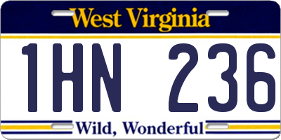 WV license plate 1HN236