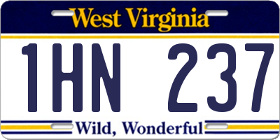 WV license plate 1HN237
