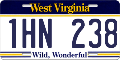 WV license plate 1HN238