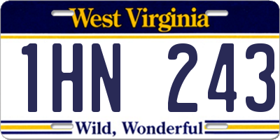 WV license plate 1HN243