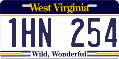 WV license plate 1HN254