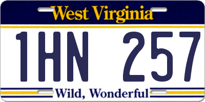 WV license plate 1HN257