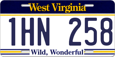 WV license plate 1HN258