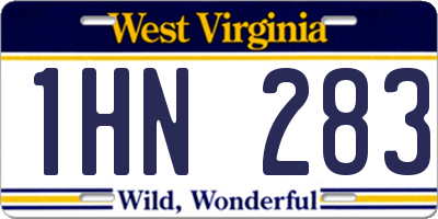 WV license plate 1HN283