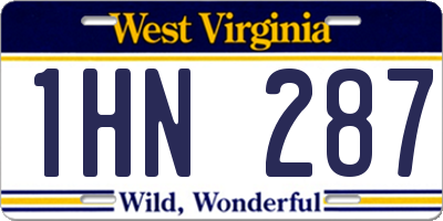WV license plate 1HN287