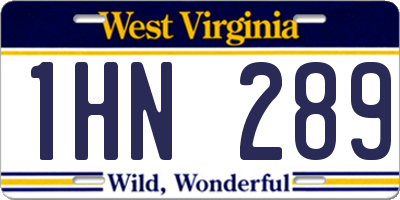 WV license plate 1HN289
