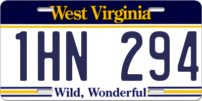 WV license plate 1HN294