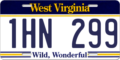 WV license plate 1HN299