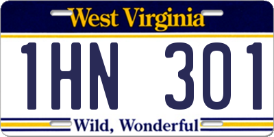 WV license plate 1HN301