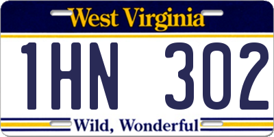 WV license plate 1HN302
