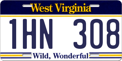 WV license plate 1HN308