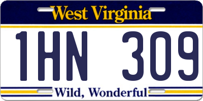 WV license plate 1HN309