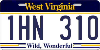 WV license plate 1HN310