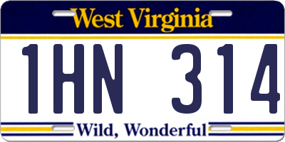 WV license plate 1HN314
