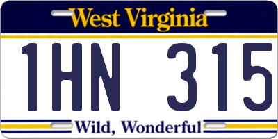 WV license plate 1HN315
