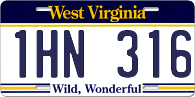 WV license plate 1HN316