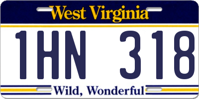 WV license plate 1HN318