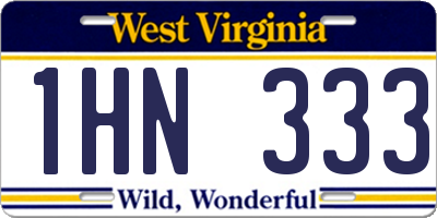 WV license plate 1HN333