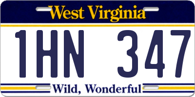 WV license plate 1HN347