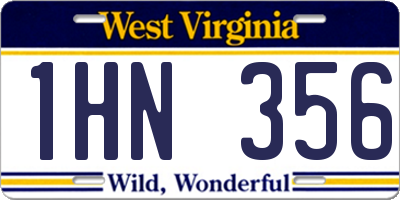 WV license plate 1HN356