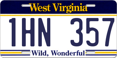 WV license plate 1HN357