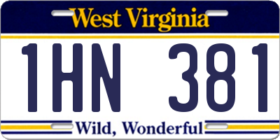 WV license plate 1HN381