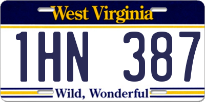 WV license plate 1HN387