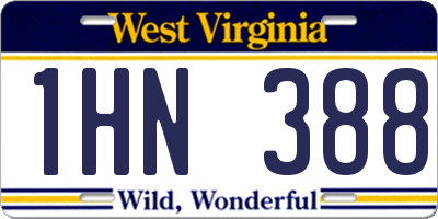 WV license plate 1HN388
