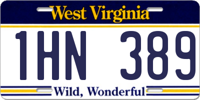WV license plate 1HN389