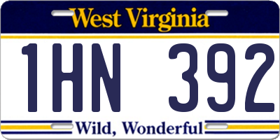 WV license plate 1HN392